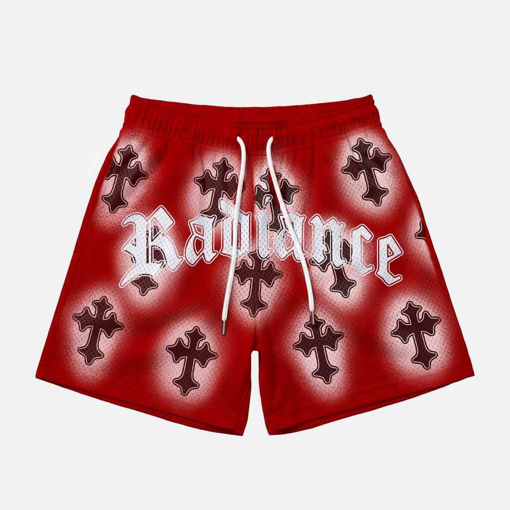 Bulls Red Radiance Cross Graphic Mesh Athletic Shorts