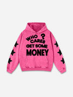 Vintage Chasing Money Graphic Acid Washed Oversized Hoodie