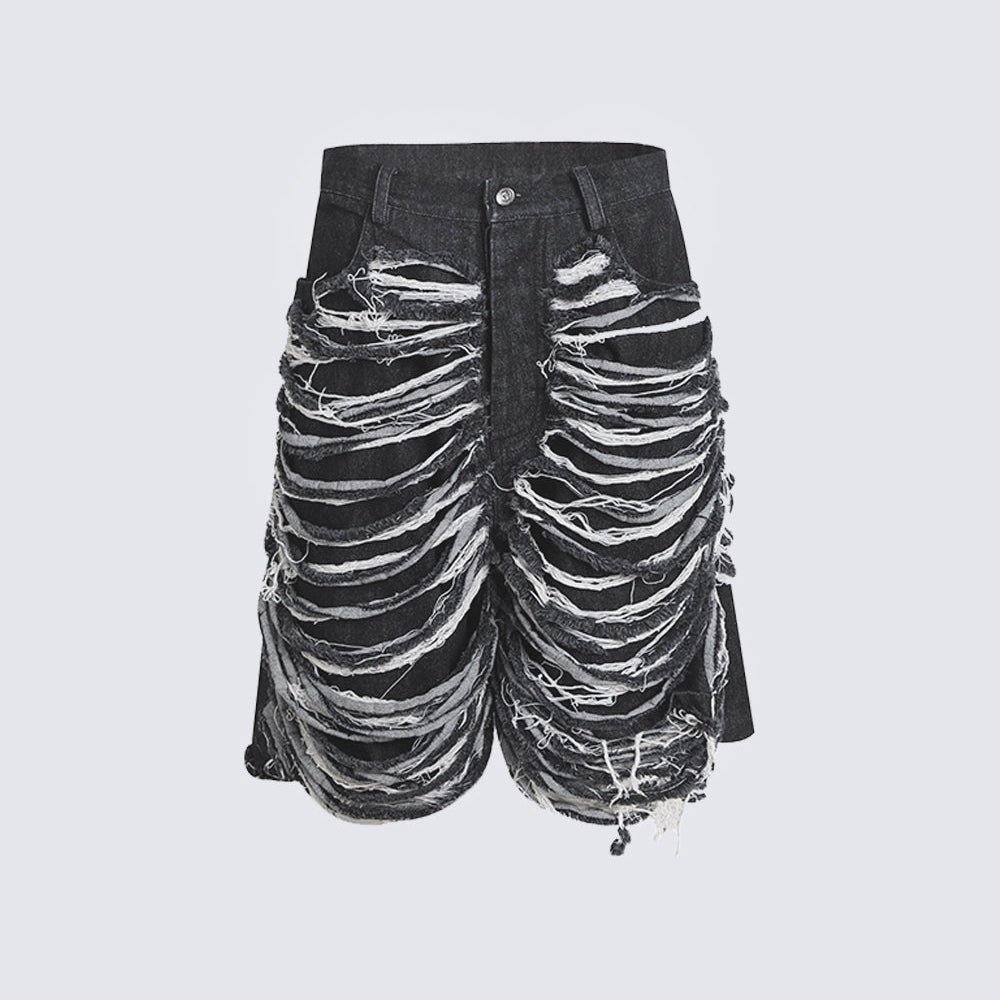 Men's Y2k Hip Hop Style Ripped Denim Shorts