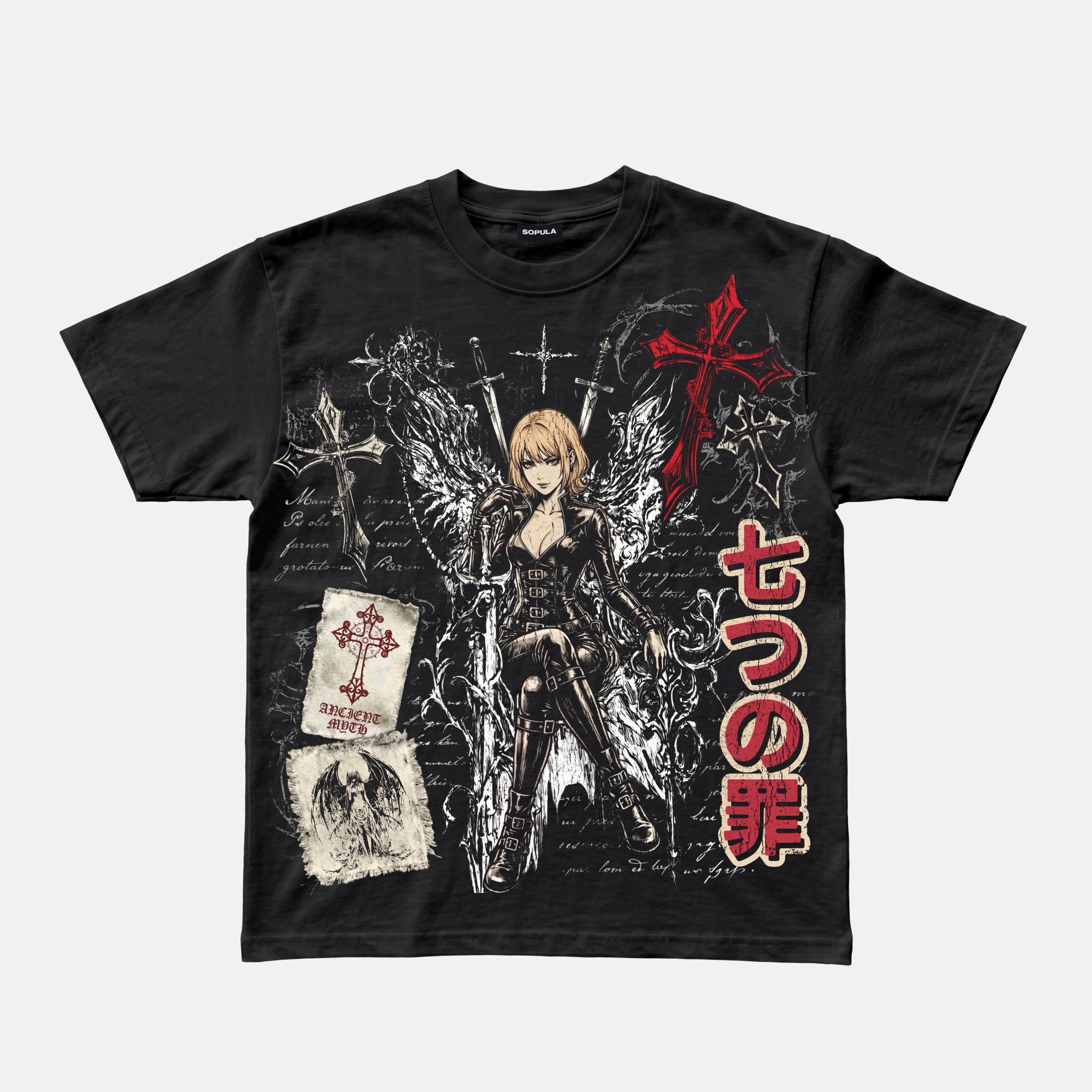 The Seven Deadly Sins Dark Cross Retro Anime Graphic Cotton T-shirt