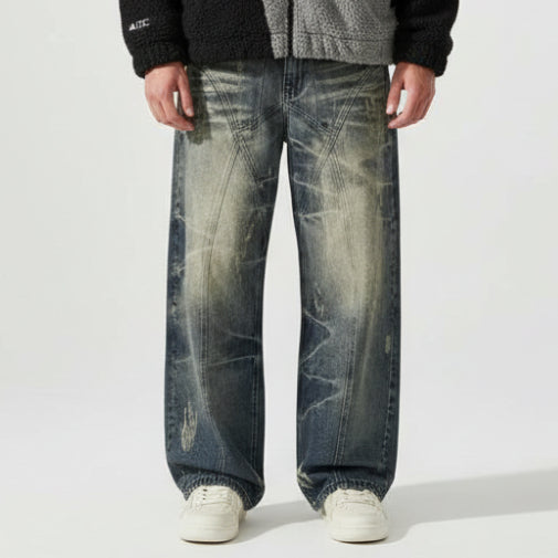 Fashion Hip-hop Graphic Lining Baggy Jeans