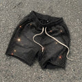 Rhinestone Embellished Janky Acid Washed Shorts